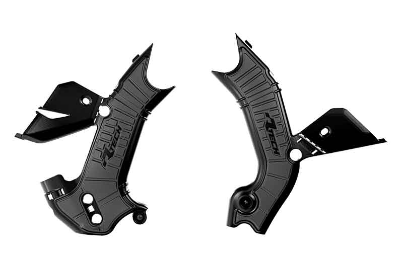 RTech Bi-Material Frame Protectors for Kawasaki KX and KX-X Bikes (2024-2025) - (Black) 