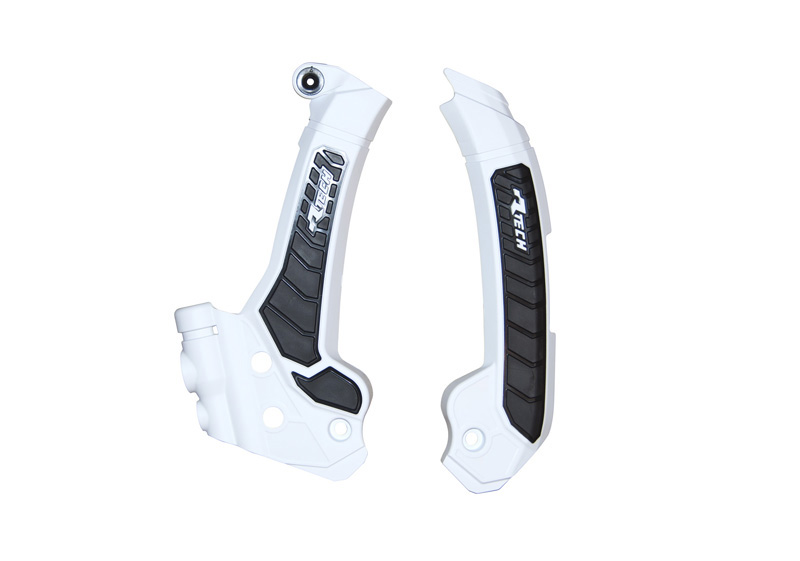 RTech Bi-Material Frame Protectors for Husqvarna Bikes (2022-2024) - (White/Black)