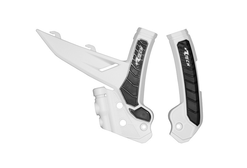 RTech Bi-Material Frame Protectors for KTM Bikes (2022-2024) - (White/Black) 