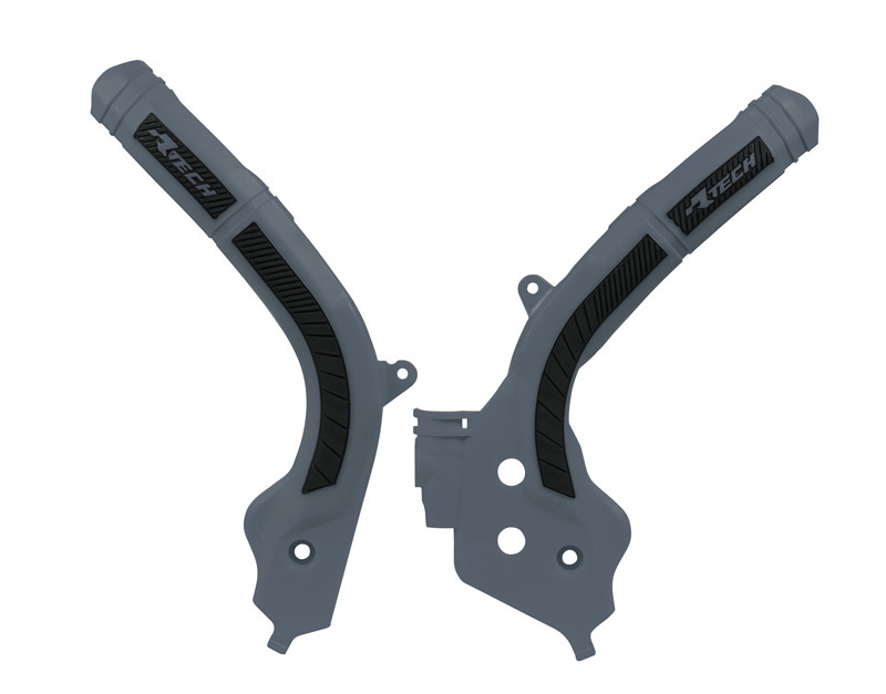 RTech Bi-Material Frame Protectors for Husqvarna Bikes (2016-2023) - (Grey/Black)