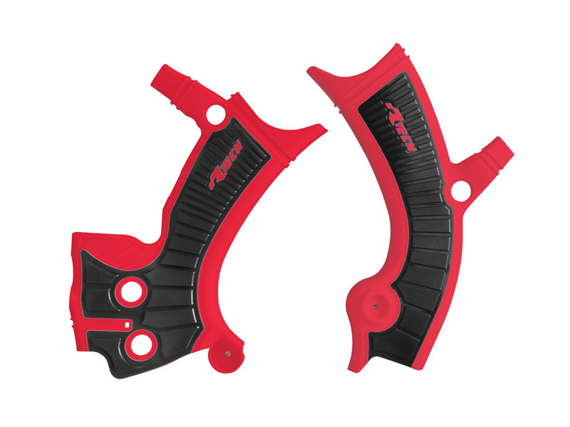RTech Bi-Material Frame Protectors for Fantic and Yamaha Bikes (2018-2023) - (Red/Black) 