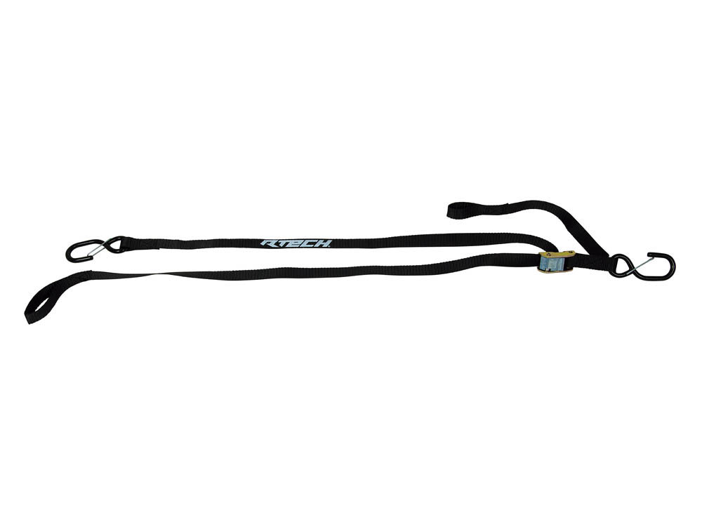 RTech Tie Down Strap with Safety Lock (1,200 lbs Load Limit) - 1.5in x 6.5ft- (Black)