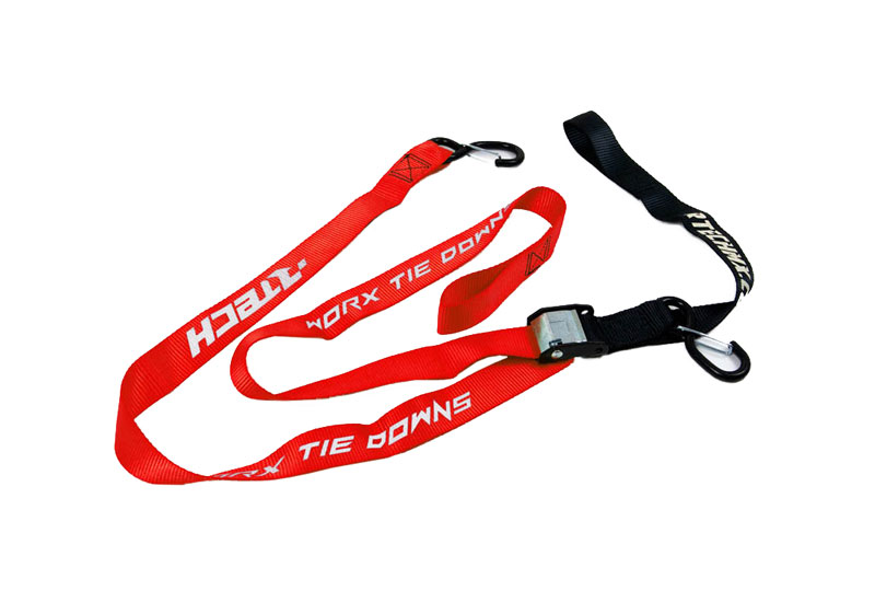 RTech Tie Down Strap with Safety Lock (1,200 lbs Load Limit) - 1.5in x 6.5ft - (Red)