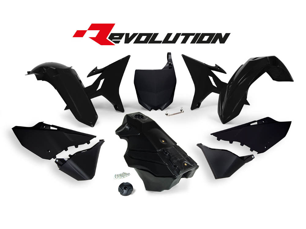 RTech Revolution Plastic Kit for Yamaha Bikes (2002-2022) - 7 PCS - (Black)