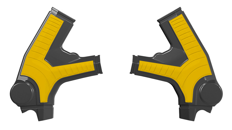 RTech Bi-Material Frame Protectors for SUR-RON Ultra Bee Bikes (2023-2024) - (Suzuki Yellow)