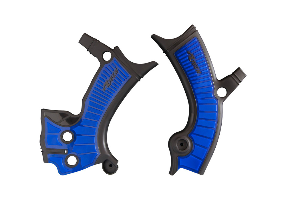 RTech Bi-Material Frame Protectors for Yamaha Bikes (2018-2023) - (Black/Yamaha Blue)