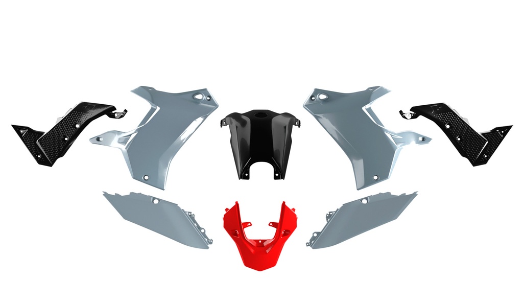RTech Revolution Plastic Kit for Yamaha T7 Bikes (2019-2024) - 7 PCS - (Light Grey/Black/Red)