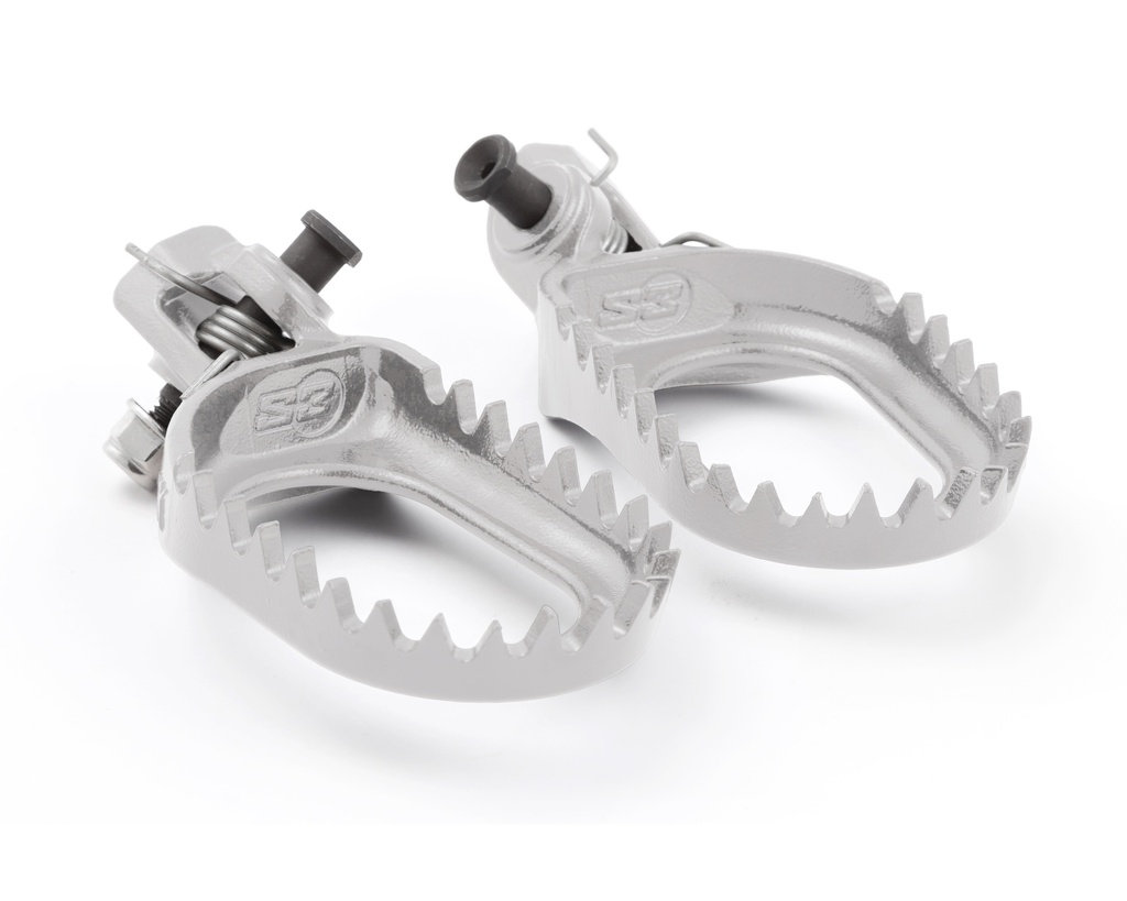 S3 Punk Steel Enduro Footpegs for GasGas, Husqvarna, and KTM Bikes (2020–2025) - (Silver)