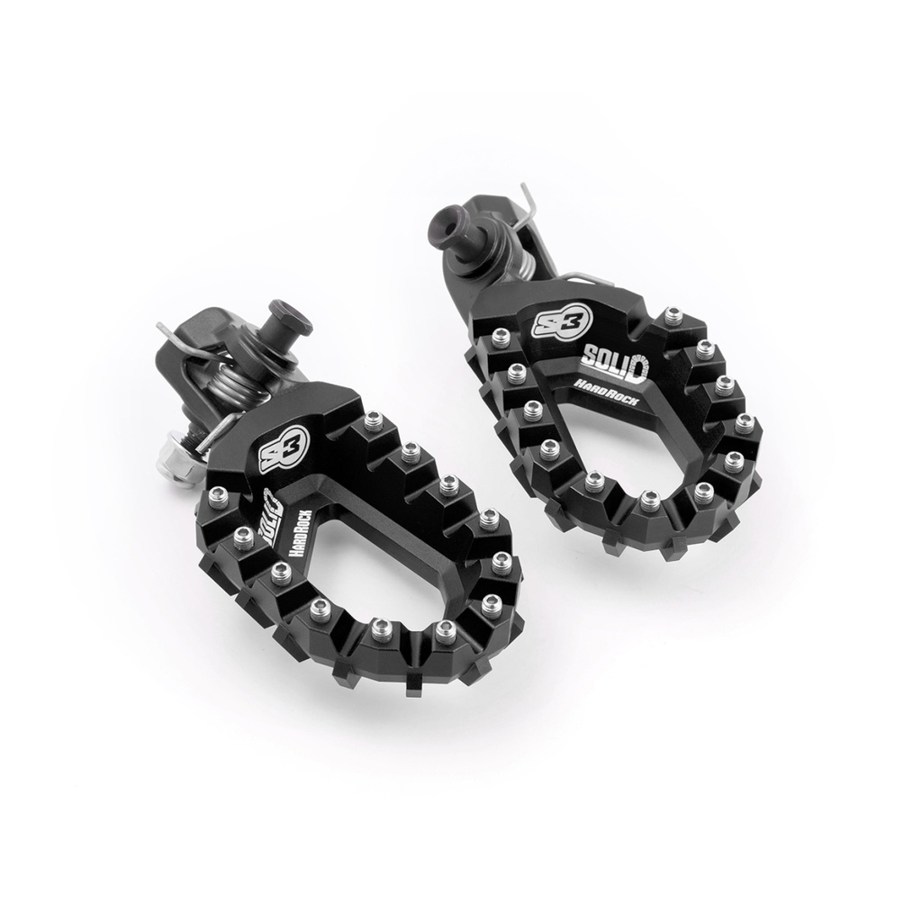 S3 Solid HardRock Aluminum Footpegs for Beta, GasGas, Husqvarna & KTM Bikes (2020-2025) - (Black)