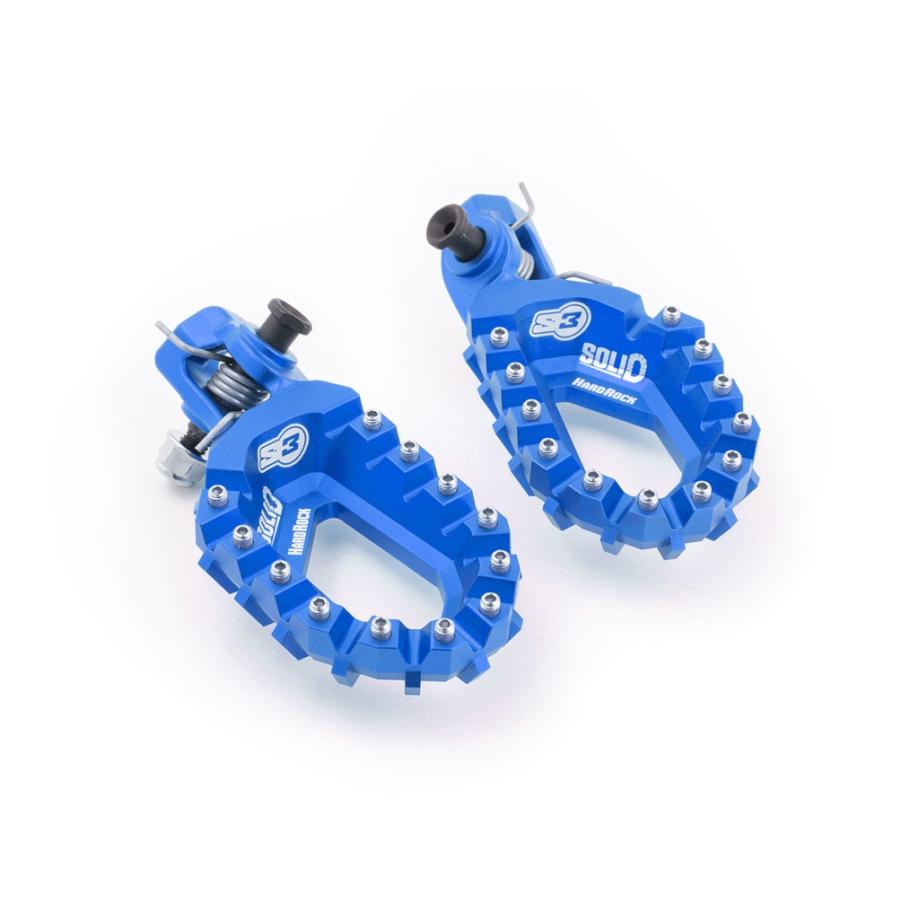 S3 Solid HardRock Aluminum Footpegs for Beta, GasGas, Husqvarna & KTM Bikes (2020-2025) - (Blue)