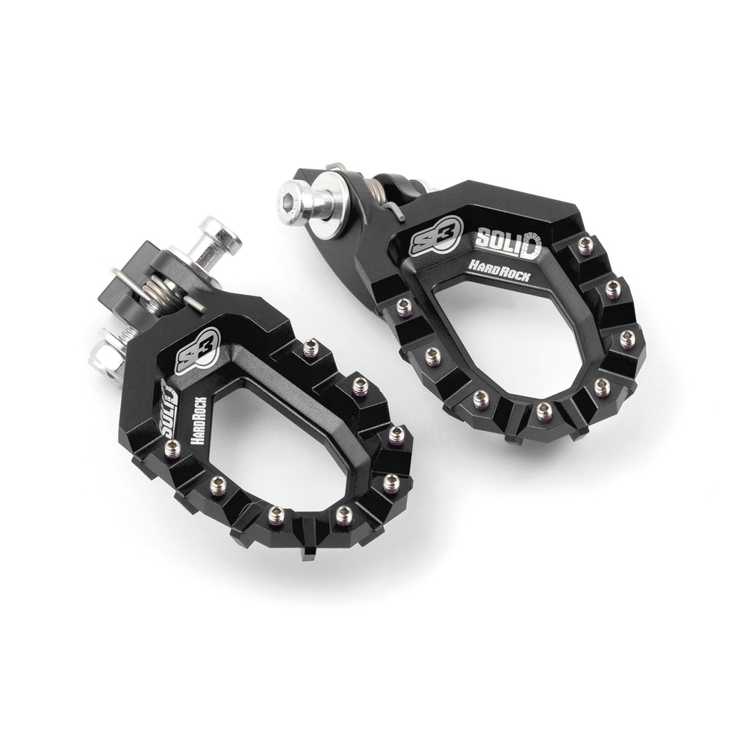 S3 Solid HardRock Aluminum Trials Footpegs for Beta, GasGas, JTG, Sherco, TRRS & Vertigo Bikes (1996-2025) - (Black)