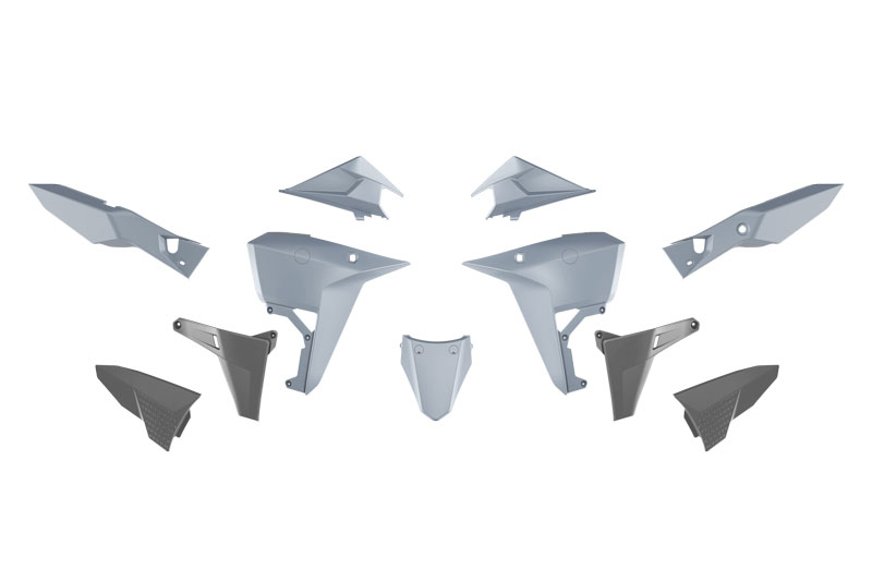 RTech Revolution Plastic Kit for Kove X Pro & Rally 800 Bikes (2024-2025) - 6 PCS - (Grey/Black)