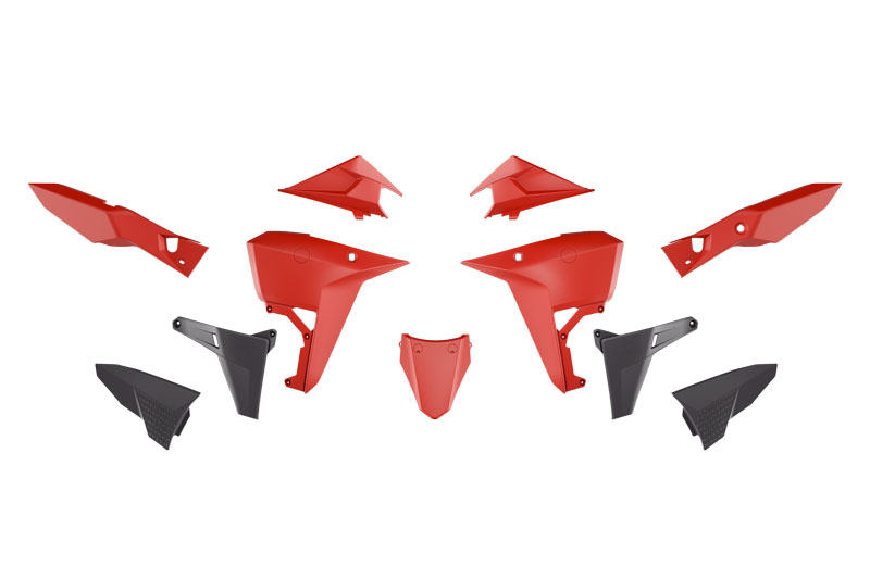 RTech Revolution Plastic Kit for Kove X Pro & Rally 800 Bikes (2024-2025) - 6 PCS - (Red/Black)