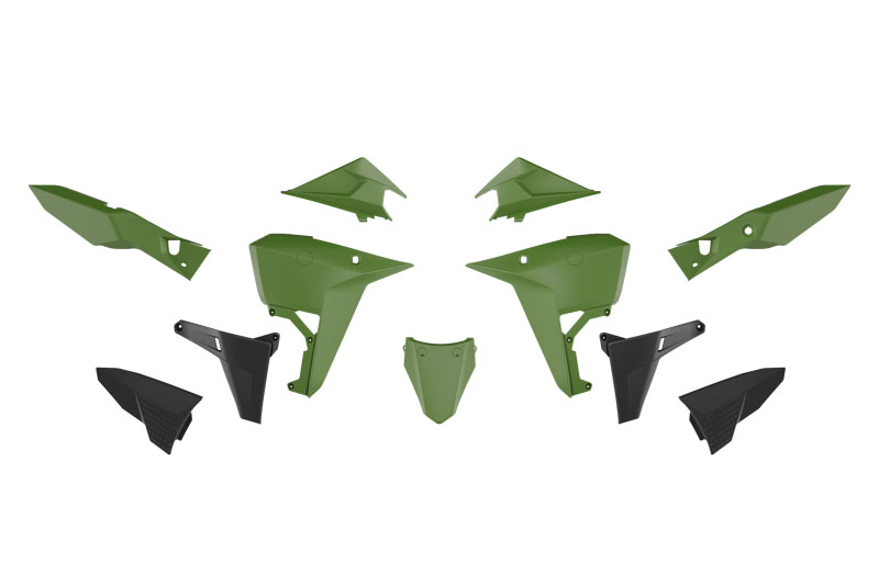 RTech Revolution Plastic Kit for Kove X Pro & Rally 800 Bikes (2024-2025) - 6 PCS - (Green/Black)