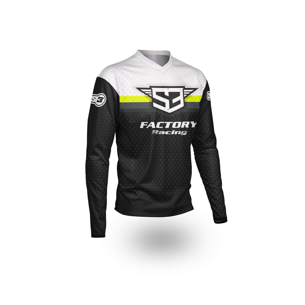 S3 Lightweight Long-Sleeve Riding Shirt - Small - (Black/Fluorescent Yellow)