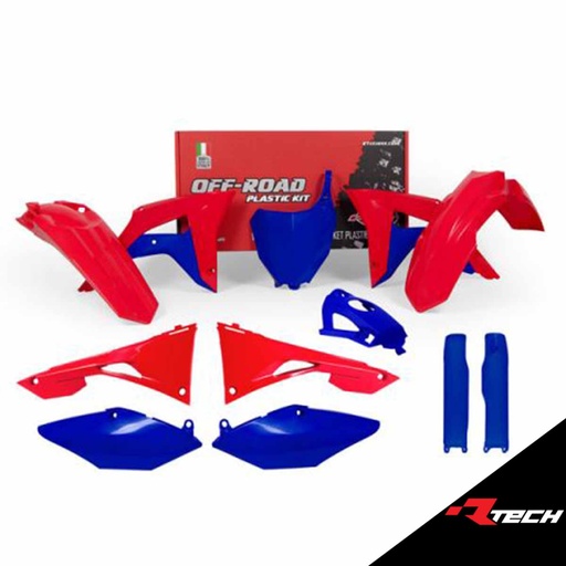 [RTECH-R-KITCRF-RSB-599] RTech R-KITCRF-RSB-599 Plastic Kit - Honda CRF-R Models (2017 to 2018) - 8 PCS - (CRF Red / YZ Blue)
