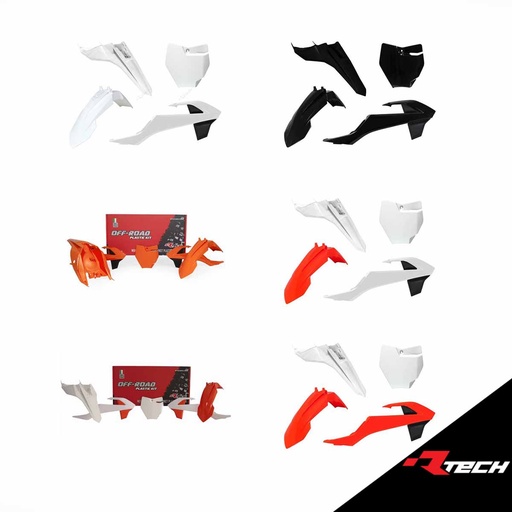 RTech R-KITKTM-O19-500 Plastic Kit - KTM SX Models (2016 to 2023) - 4 PCS - (K Orange / White)