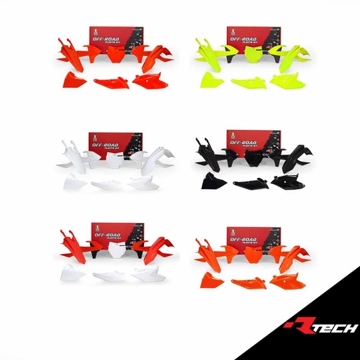RTech R-KITKTM-OEM-185 Plastic Kit - KTM SX Models (2018 to 2024) - 6 PCS - (K Orange / White / Black)