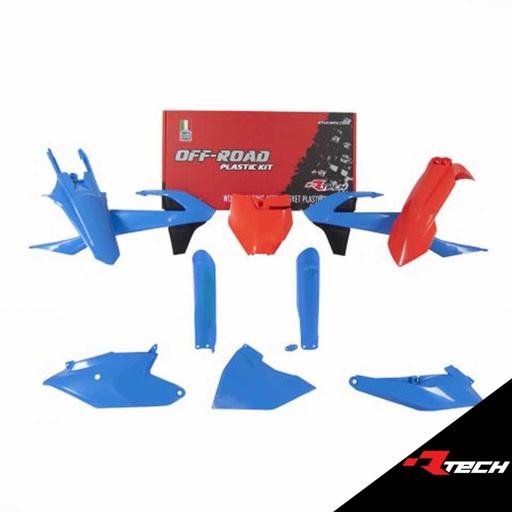 [RTECH-R-KITKTM-CL0-185] RTech R-KITKTM-CL0-185 Plastic Kit - KTM SX Models (2018 to 2024) - 7 PCS - (Orange / Vintage Light Blue)