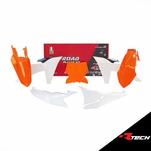 [RTECH-R-KITKTM-OEM-024] RTech R-KITKTM-OEM-024 Plastic Kit with Left Airbox Cover - KTM SX/SXF/XC/XCF Models (2022 to 2024) - 6 PCS - (K Orange / Black / White)