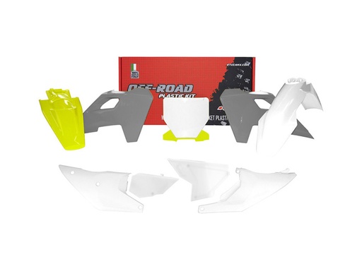 [RTECH-R-KITHSQ-OEM-533] RTech Plastic Kit for Husqvarna FC/FS/TC/FX Models (2022 to 2024) - 7 PCS - (White / Grey / HSQ Lemon Yellow)