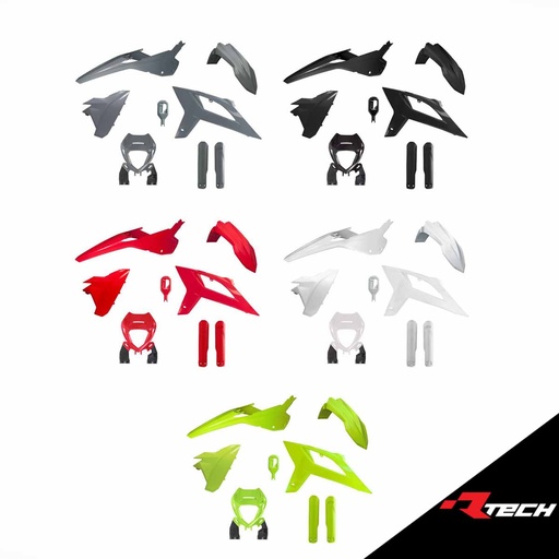 RTech Enduro Full Plastic Kit with Front Headlight Plastic & Factory Wrap Fork Protectors - Beta RR Models (2020 to 2022) - 6 PCS