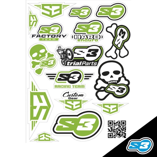 [DE-5-V] S3 - Sticker Set, Logos, Green, DE-5-V