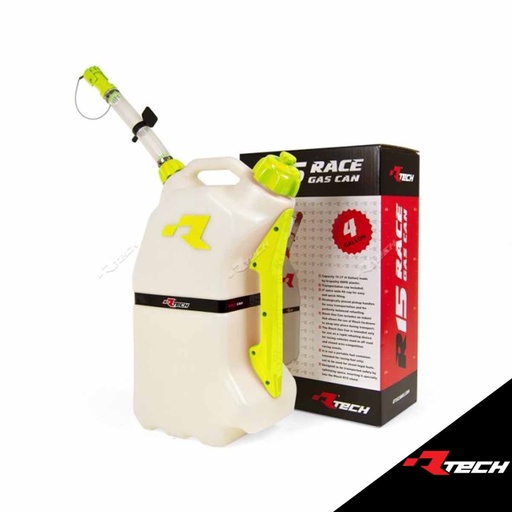 [RTECH-R-GASCAGI0017] RTech R-GASCAGI0017 Gas Can (4 Gal / 15 L) with Flexible Hose Spout (Clear / Yellow)