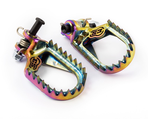 [S3-TAS-39] S3 Titanium Footpegs for Sherco Bikes (2010-2025) - (Rainbow Finish)