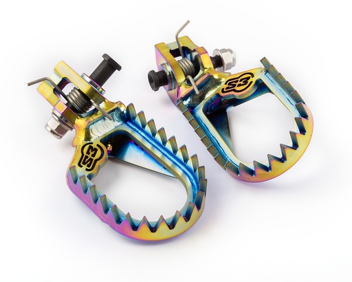 [S3-TAN-2017] S3 Titanium Footpegs for GasGas, Husqvarna and KTM Bikes (2017 - 2023) - (Rainbow Finish)