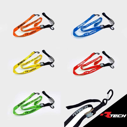 RTech Tie Downs w/Safety Lock - 38 mm / 1.50 in x 2 m / 6.6 ft - 550 kg / 1212 lbs Max Load