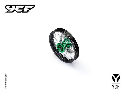 [YCF-YC110-0601-37-GR] YCF 14" Front Aluminum Wheel with Brake Rotor & Sprocket for Select YCF Bikes (2024-2025) - (Green)