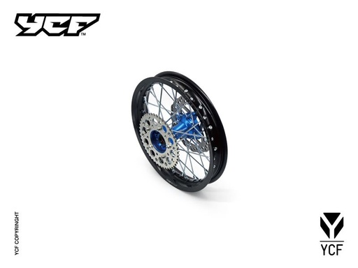 [YCF-YC110-1101-32-BL] YCF 14" Rear Aluminum Wheel with Brake Rotor & Sprocket for Bigy Bikes (2024-2025) - (Blue)