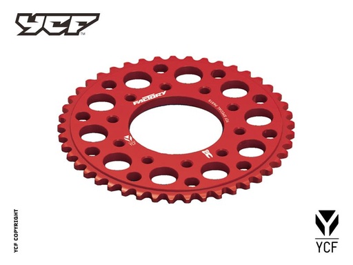 [YCF-CA16R43-RD] YCF 43T Aluminum Sprocket with 5-Bolt Fixation for Select YCF Bikes (2024-2025) - (Red)