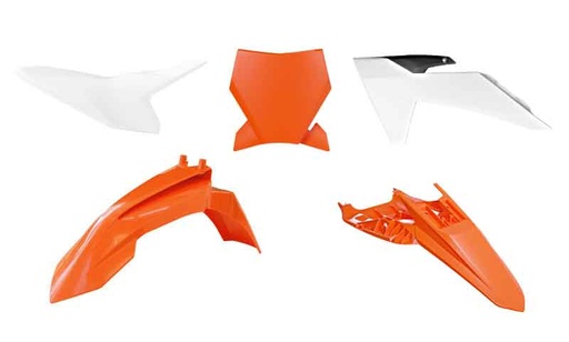 [RTECH-R-KITKTM-OEM-150] RTech Body Plastic Kit for KTM SX 50 Bikes (2024-2025) - 5 PCS - (KTM Orange/White/Black)