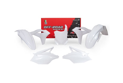 [RTECH-R-KITKXF-BN0-519] RTech Plastic Kit for Kawasaki KX 250 Bikes (2017-2020) - 5 PCS - (White)