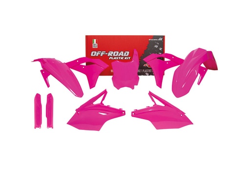 [RTECH-R-KITKXF-FU0-519] RTech Plastic Kit for Kawasaki KX 250 Bikes (2017-2020) - 6 Pcs - (Neon Pink)