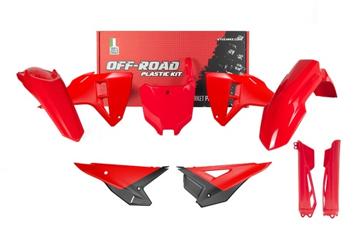 [RTECH-R-KITCRF-RS0-725] RTech Plastic Kit for Honda CRF-R and CRF-RWE Bikes (2025) - 6 PCS - (CRF Red - Black)