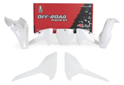 [RTECH-R-KITHSQ-BN0-565] RTech Plastic Kit for Husqvarna TC 65 Bikes (2017-2023) - 5 PCS - (White)