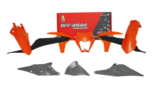 [RTECH-R-KITKTM-OEM-521] RTech Plastic Kit for KTM EXC, EXCF & XC-W Bikes (2017-2019) - 6 PCS - (KTM Orange/Black/Grey)
