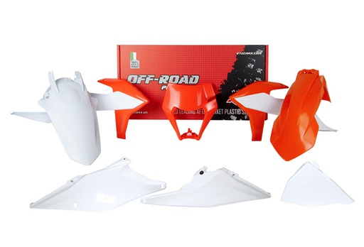 [RTECH-R-KITKTM-OEM-522] RTech Plastic Kit for KTM Bikes (2020-2023) - 6 PCS - (White/KTM Orange)