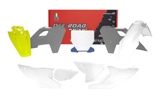 [RTECH-R-KITHSQ-OEM-523] RTech Plastic Kit for Husqvarna Bikes (2022-2024) - 7 PCS - (White/Husqvarna Yellow/Grey)
