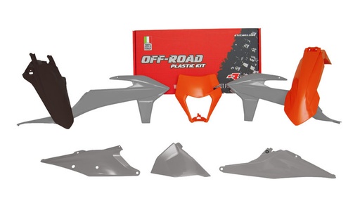 [RTECH-R-KITKTM-GR2-523] RTech Plastic Kit for KTM Bikes (2020-2023) - 6 PCS - (KTM Orange/Black/Grey) 