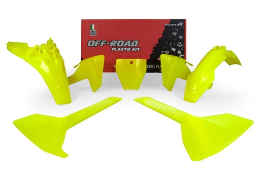 [RTECH-R-KITHSQ-GF0-585] RTech Plastic Kit for Husqvarna TC 85 Bikes (2018-2024) - 5 PCS - (Neon Yellow) 