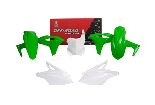 [RTECH-R-KITKXF-OEM-529] RTech Plastic Kit for Kawasaki KX 250 Bikes (2017-2020) - 5 PCS - (KX Green/White) 
