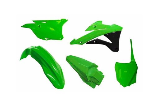 [RTECH-R-KITKX0-VE0-598] RTech Plastic Kit for Kawasaki KX 85 and 100 Bikes (2014-2021) - 5 PCS - (KX Green/Black)  