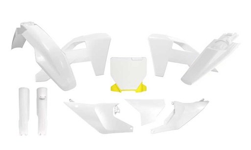 [RTECH-R-KITHSQ-OEM-725] RTech Plastic Kit for Husqvarna Bikes (2024-2025) - 7 PCS - (White/Husqvarna Lemon Yellow) 
