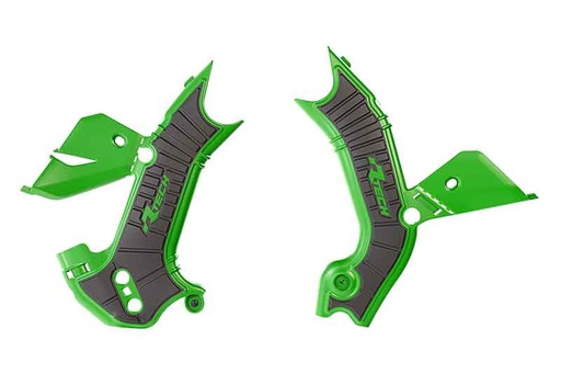 [RTECH-R-PRTKX0VENR1] RTech Bi-Material Frame Protectors for Kawasaki KX and KX-X Bikes (2024-2025) - (KX Green/Black)
