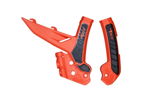 [RTECH-R-PRTKTMARNR3] RTech Bi-Material Frame Protectors for KTM Bikes (2022-2024) - (KTM Orange/Black)