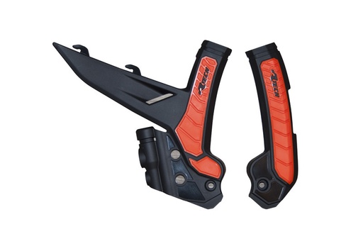 [RTECH-R-PRTKTMNRAR3] RTech Bi-Material Frame Protectors for KTM Bikes (2022-2024) - (Black/KTM Orange)